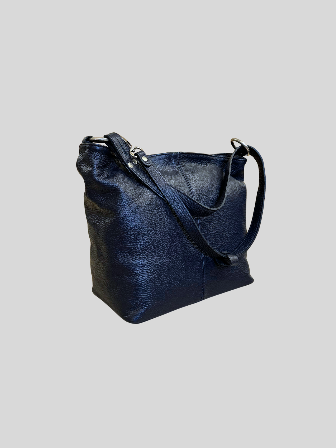 🇮🇹 Sac épaule bleu marine en cuir véritable – Made in Italy