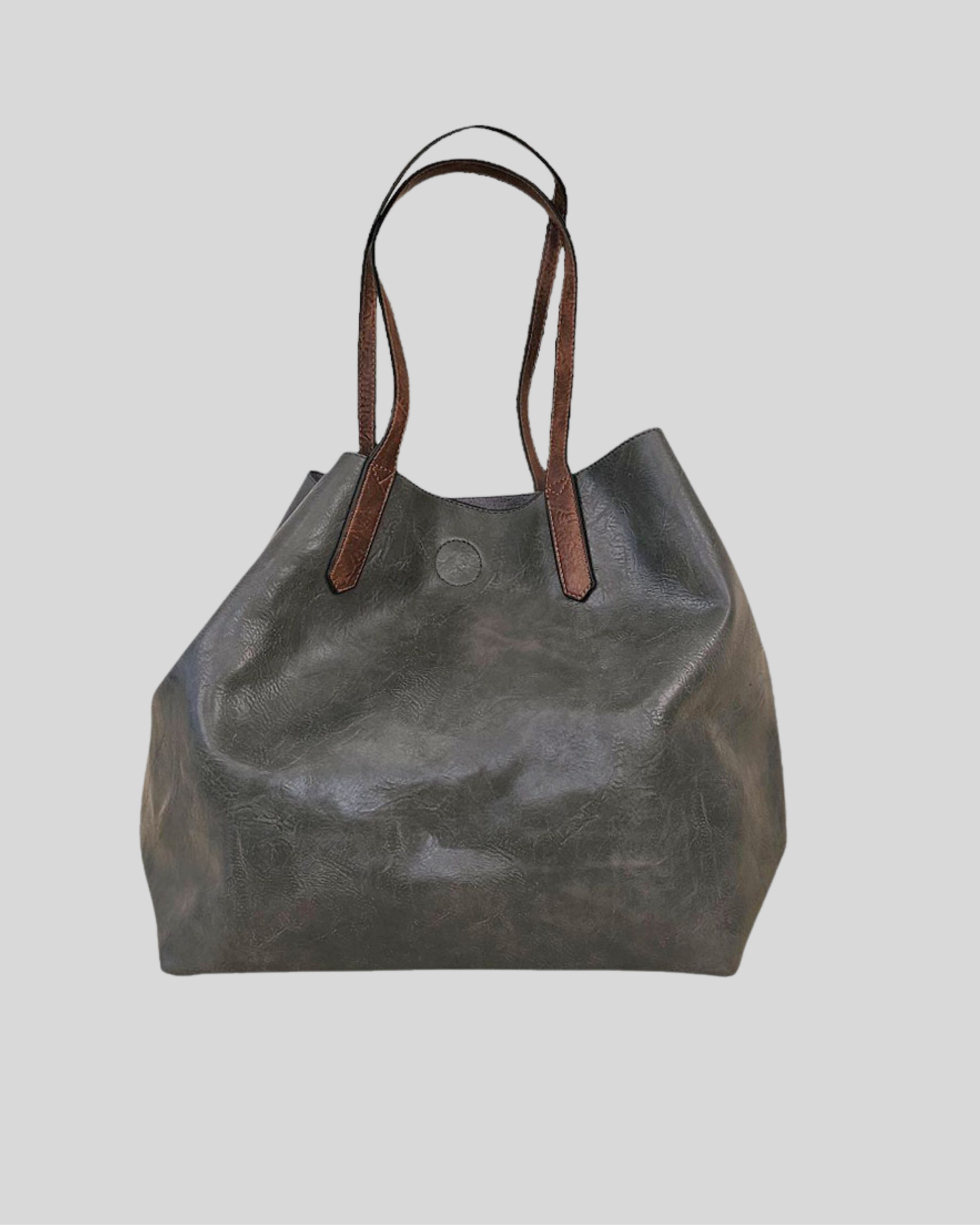 Sac Fourre-Tout Urban Style – Gris & Anses Cognac