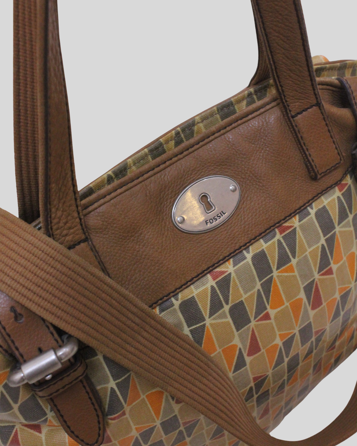 🇺🇸 Fossil Key-Per – Cabas toile enduite motif géométrique
