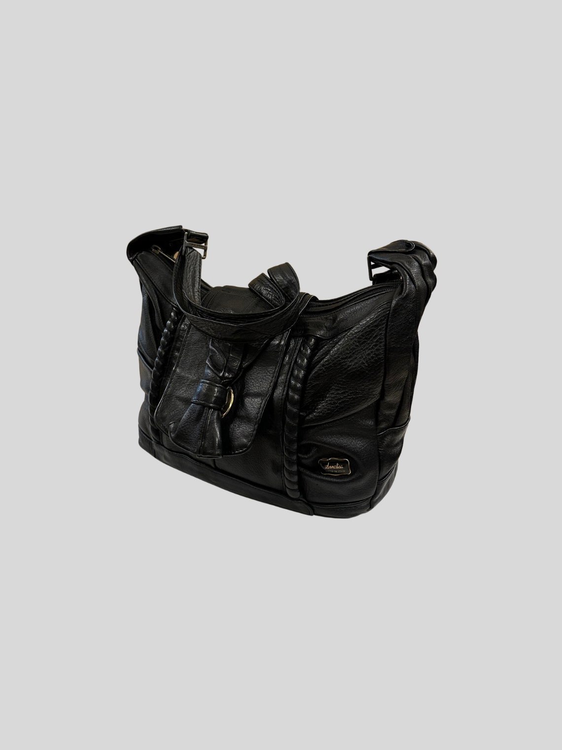 🇮🇹 Annalisa Creazioni – Sac épaule noir en cuir véritable – Made in Italy