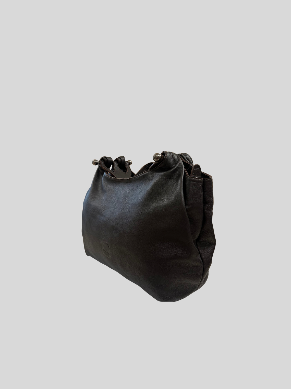 CG Accessories – Sac épaule marron foncé en cuir véritable avec pochette
