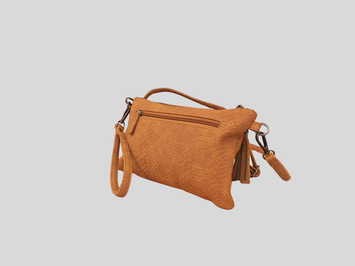 Sac Beagles cognac effet reptile – bandoulière & pochette