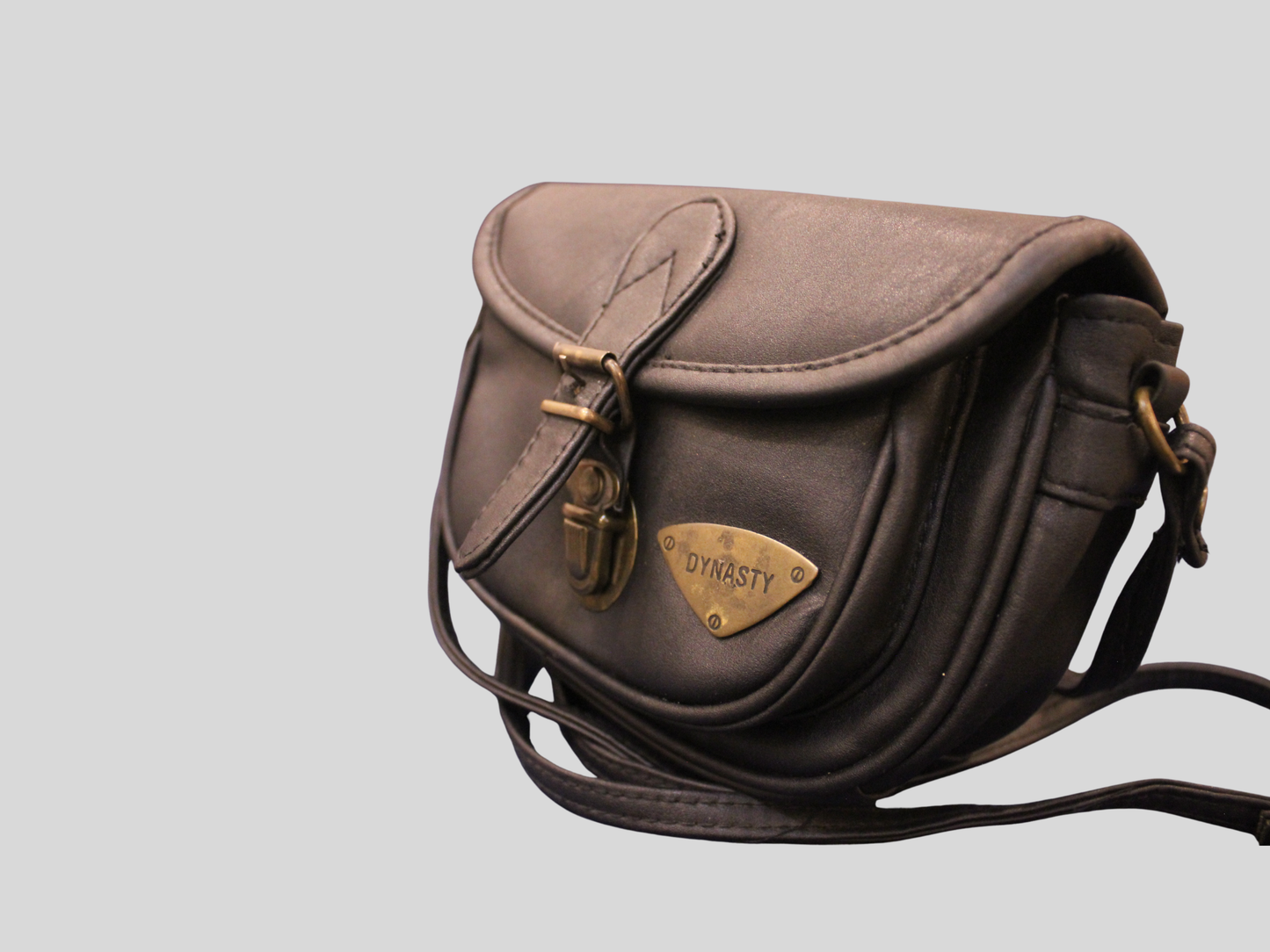 Sac à bandoulière Dynasty noir en cuir véritable