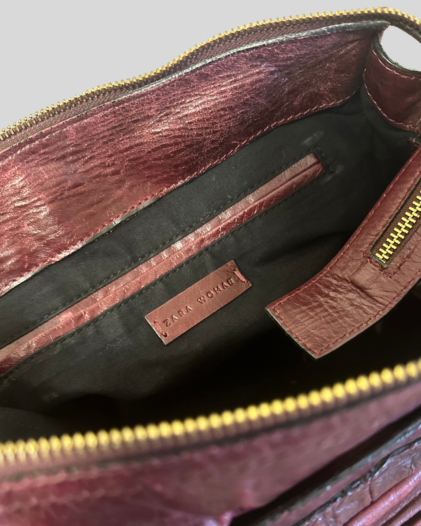 Sac à main Zara vintage en cuir bordeaux