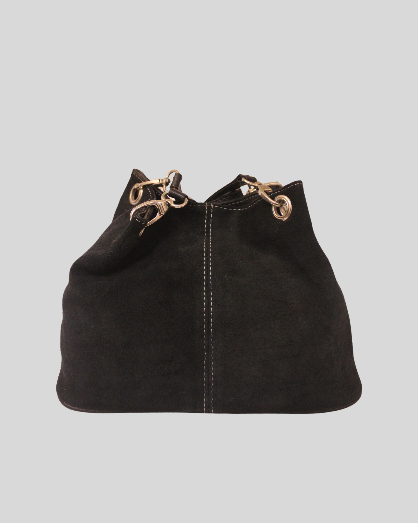 Sac Cabas / Seau en Daim Noir – Surpiqûres Contrastées