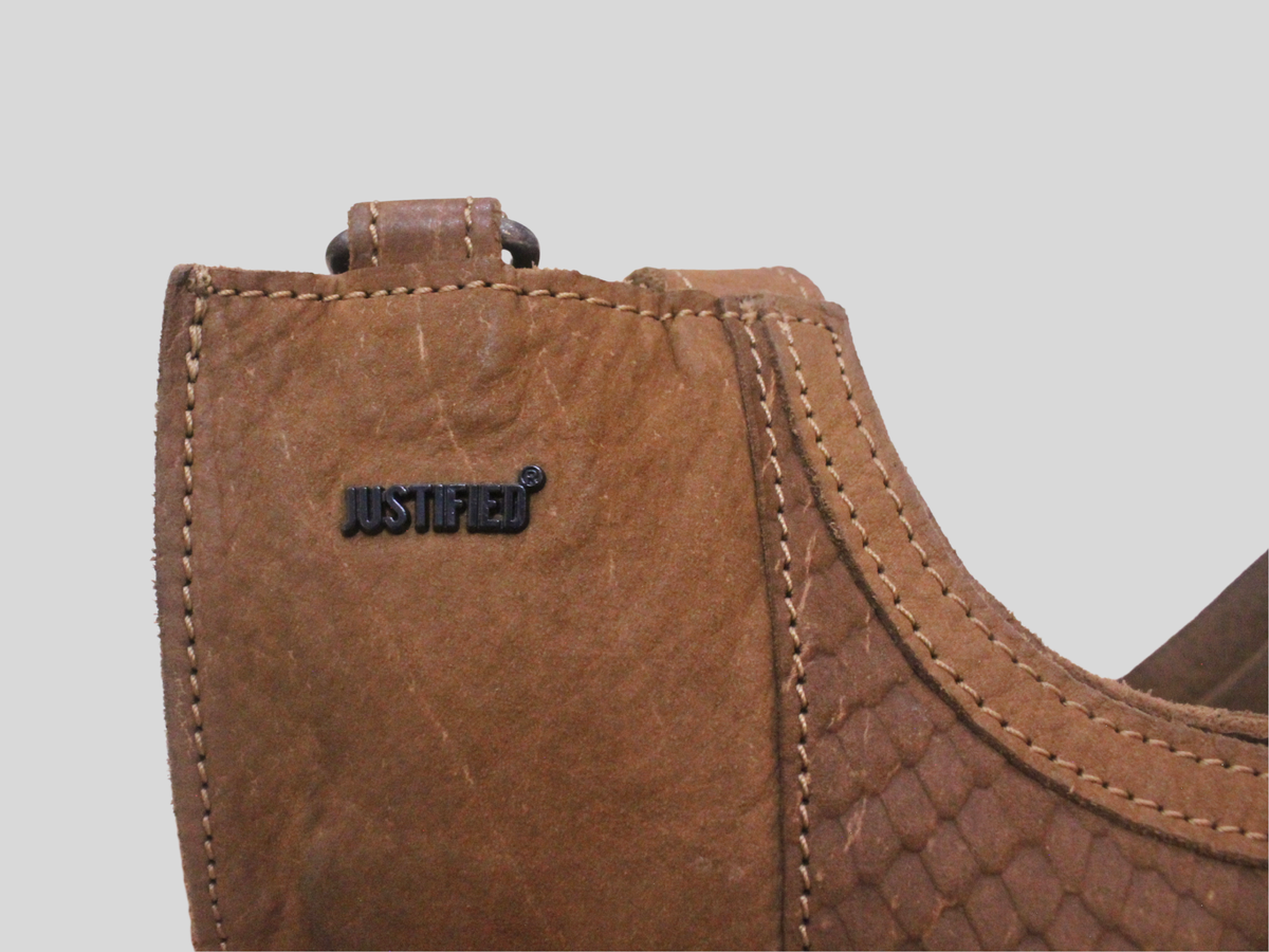 Sac cabas Justified marron effet python en cuir véritable
