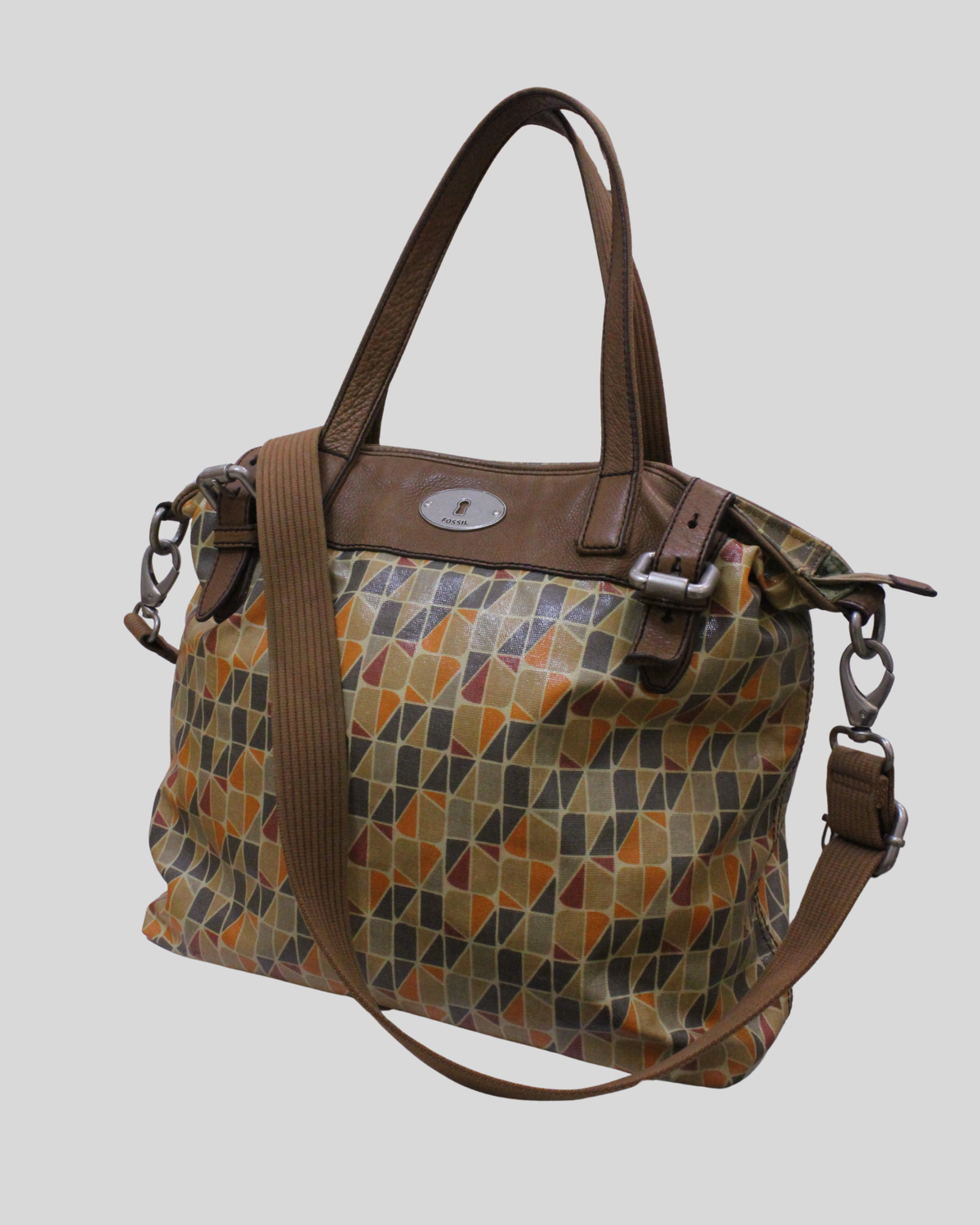 🇺🇸 Fossil Key-Per – Cabas toile enduite motif géométrique