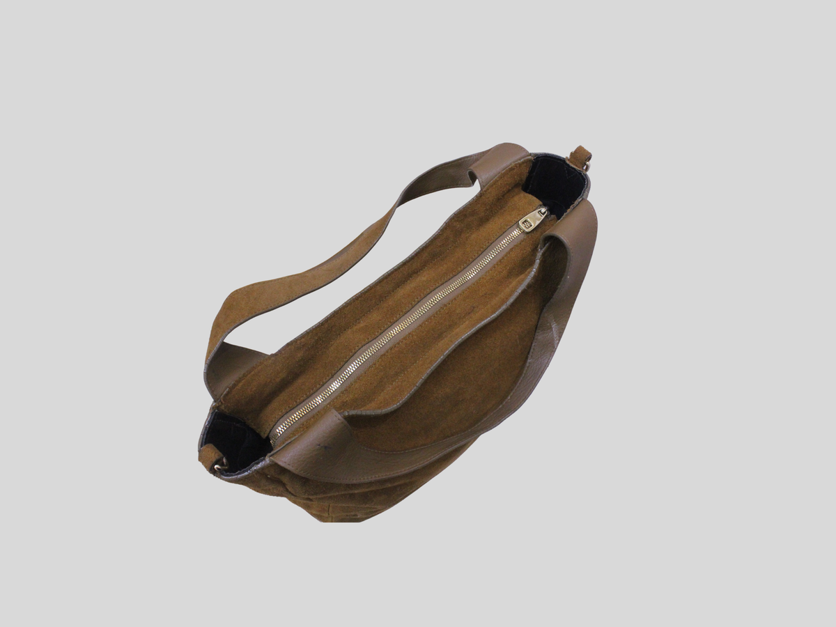 🇪🇸 Uterqüe – Cabas suédé kaki  Made in Spain