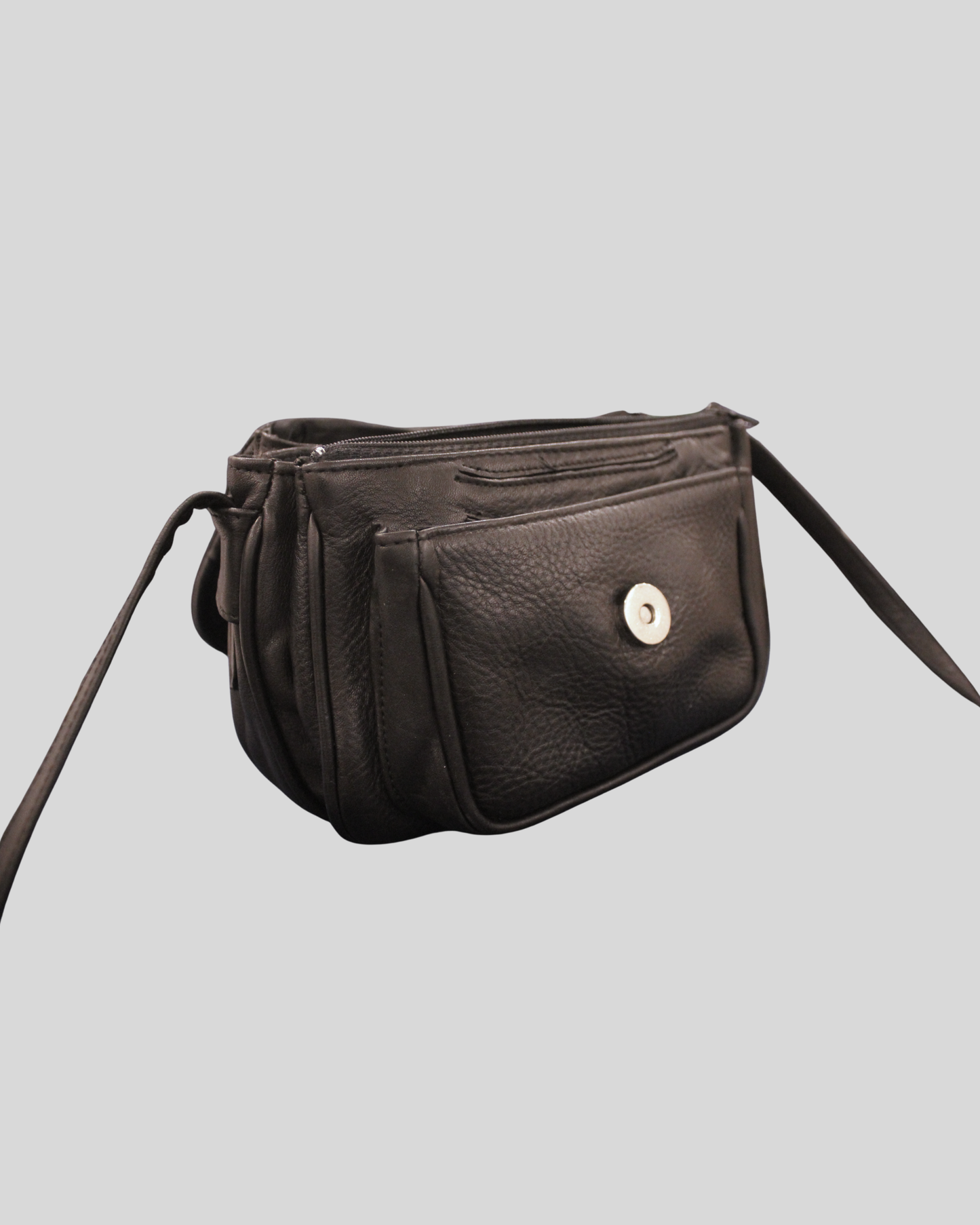 Petit sac à bandoulière noir en cuir véritable