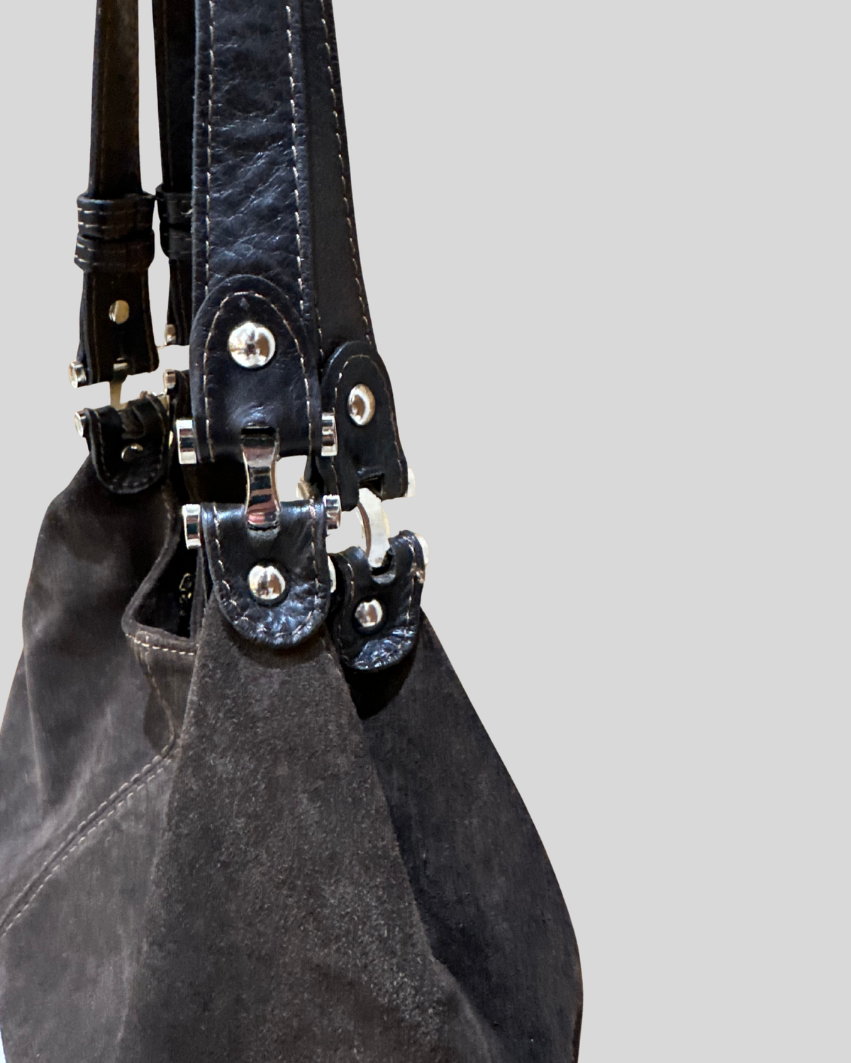 🇮🇹 Borse in Pelle – Grand sac épaule marron en daim véritable – Made in Italy