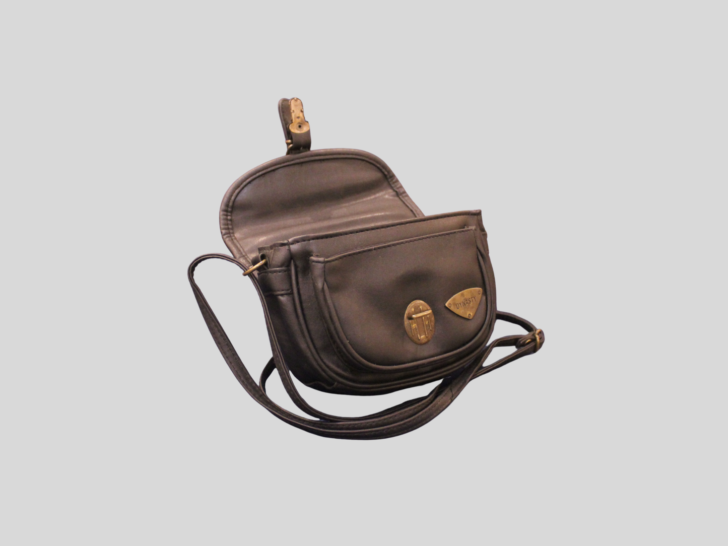 Sac à bandoulière Dynasty noir en cuir véritable