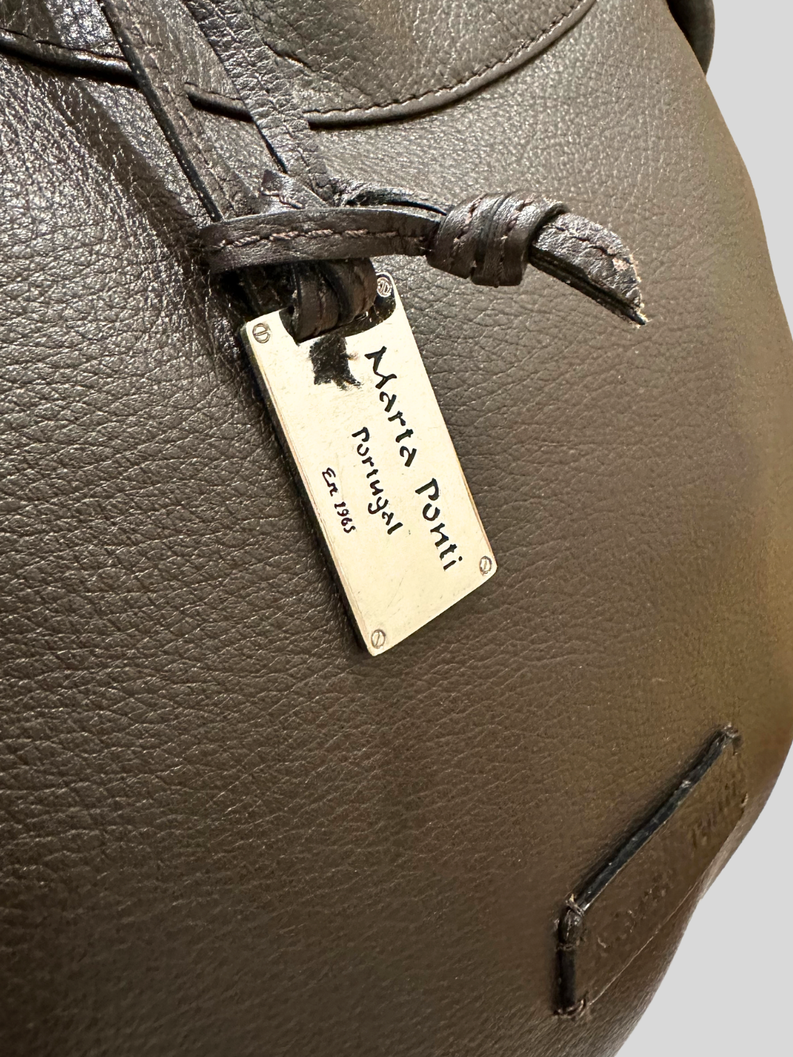 🇵🇹 Marta Ponti – Sac à main marron en cuir véritable
