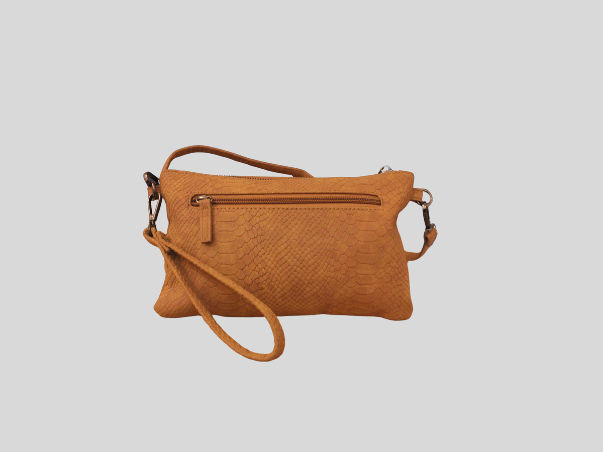 Sac Beagles cognac effet reptile – bandoulière & pochette