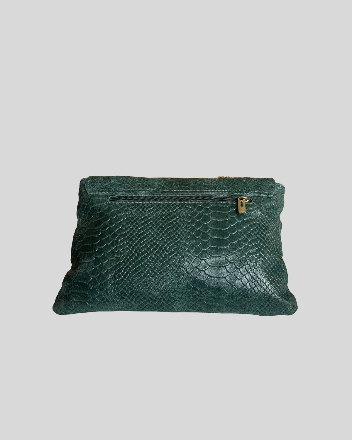 🇮🇹 Sac bandoulière vert foncé effet python en cuir véritable à abeille dorée – Made in Italy