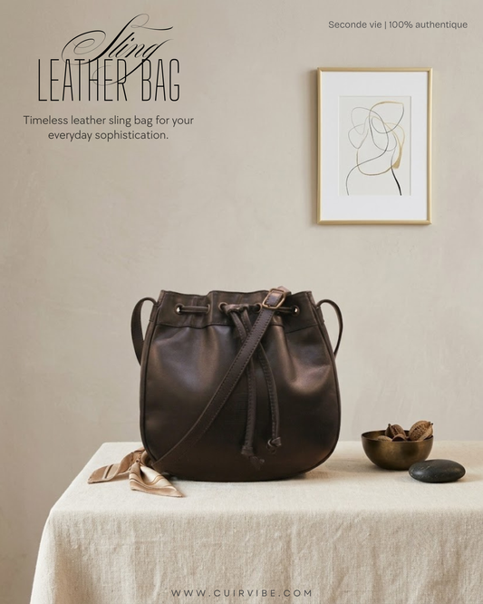 Sac seau Biasia noir en cuir véritable Made in Italy