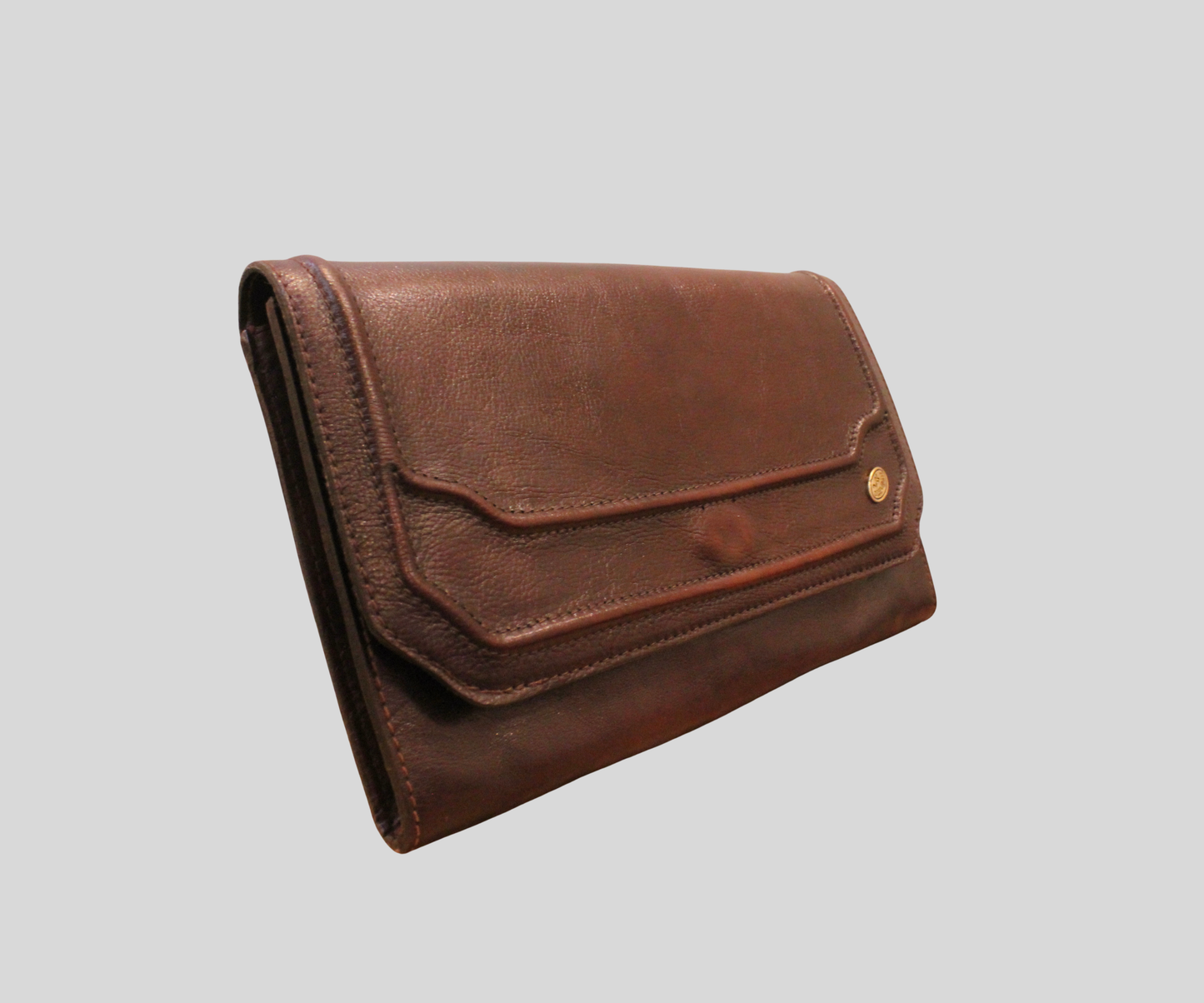 Pochette vintage Creazione 2-K bordeaux en cuir véritable