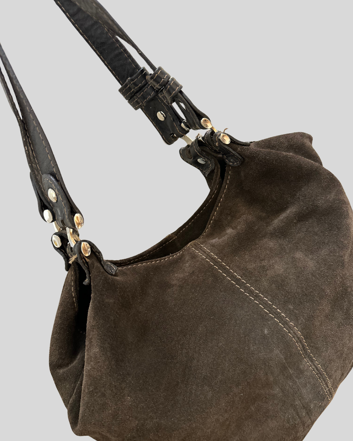 🇮🇹 Borse in Pelle – Grand sac épaule marron en daim véritable – Made in Italy