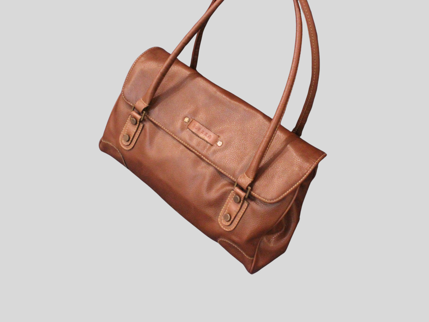 Grand sac à main marron en cuir véritable – Brezza