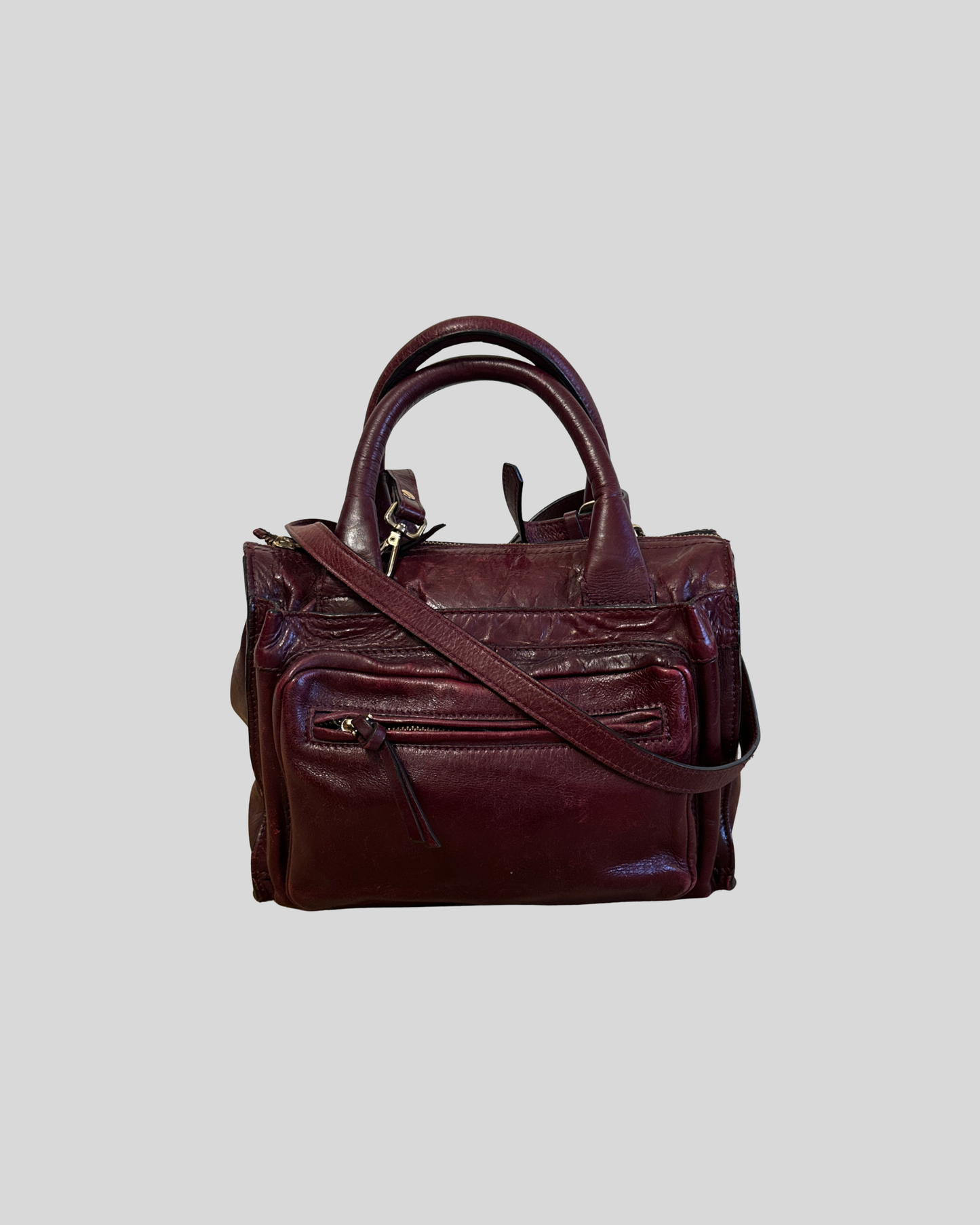 Sac à main Zara vintage en cuir bordeaux