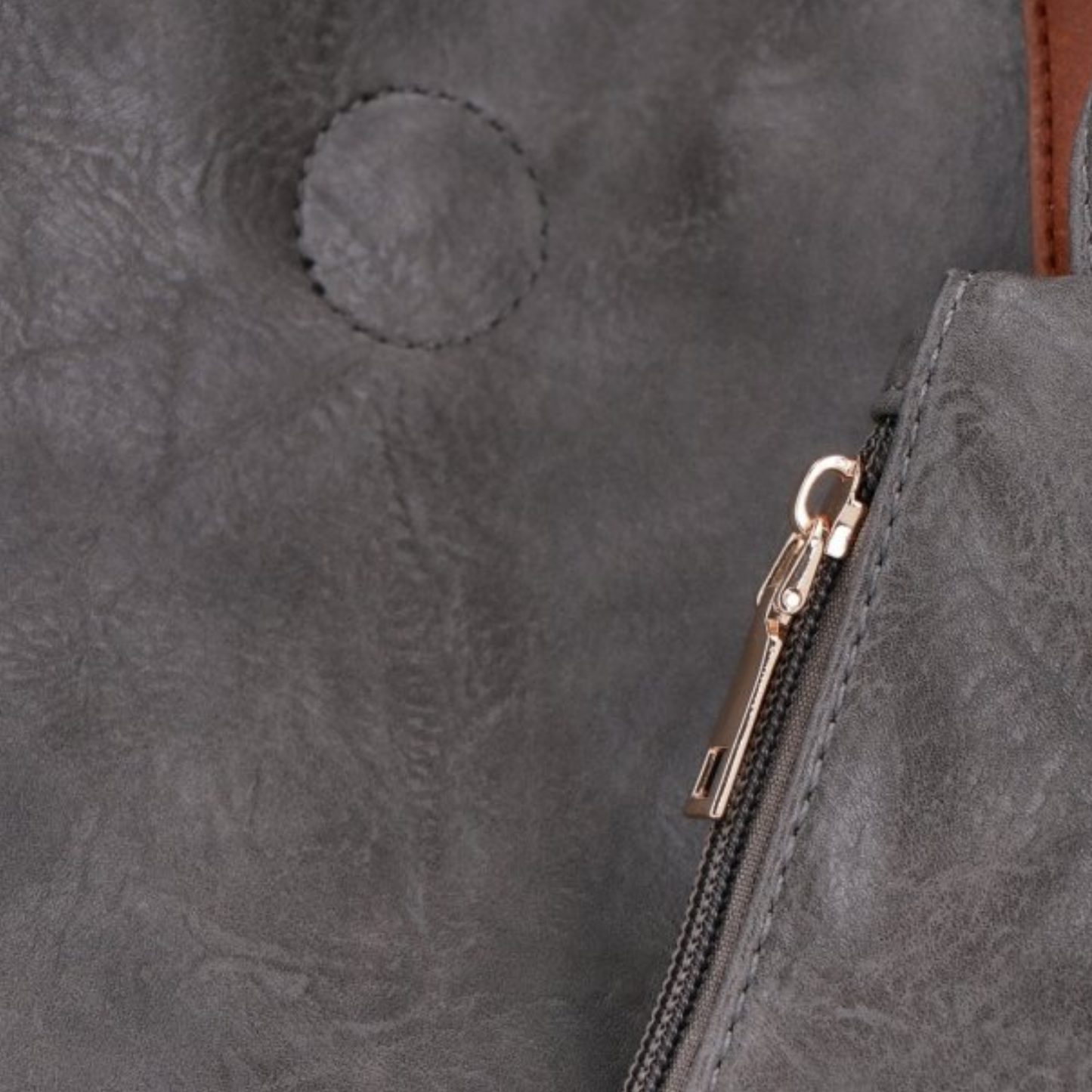 Sac Fourre-Tout Urban Style – Gris & Anses Cognac