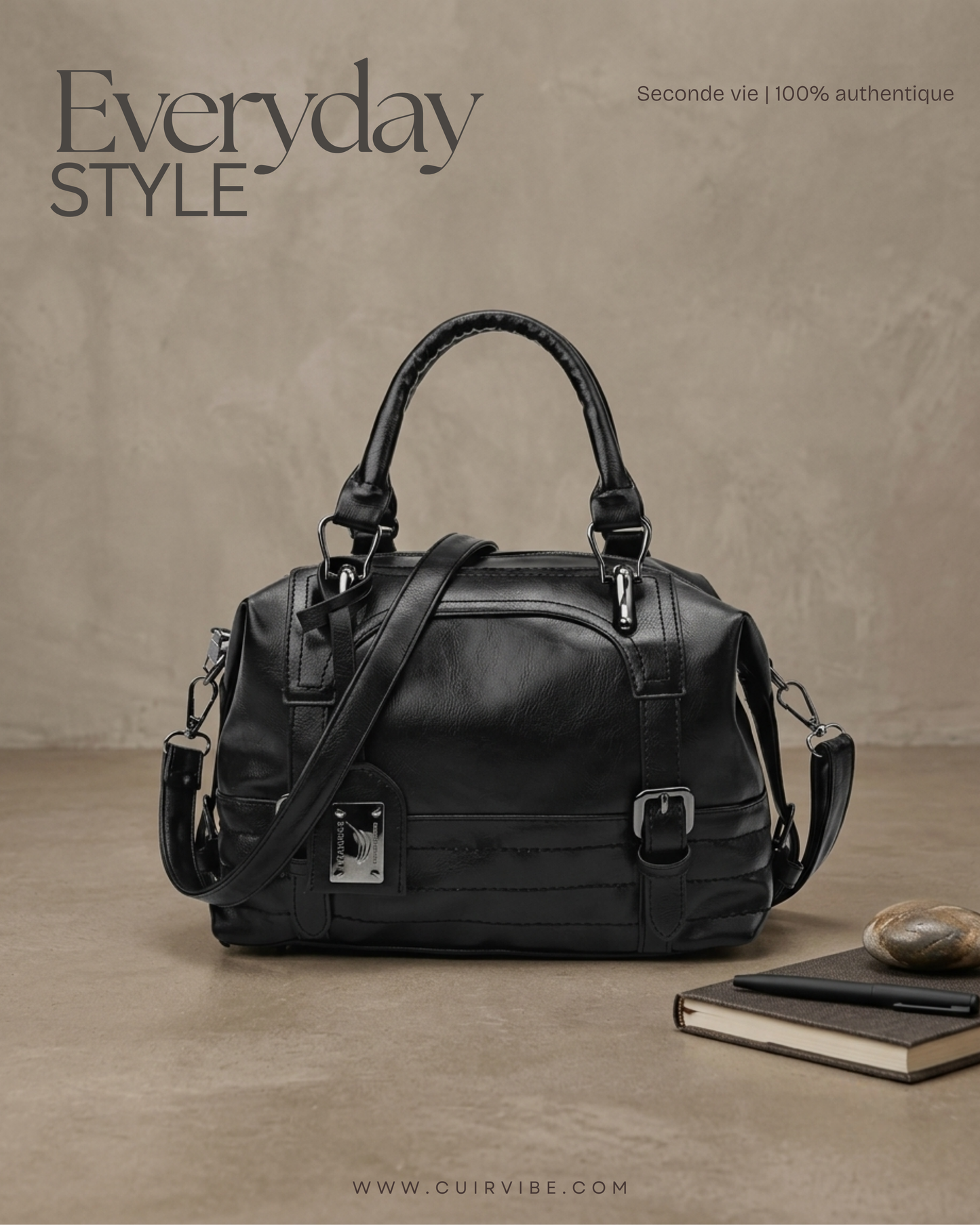 Sac à main Sycamor noir avec bandoulière