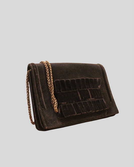 Pochette Tipe e Tacchi noire en daim et cuir Made in Italy