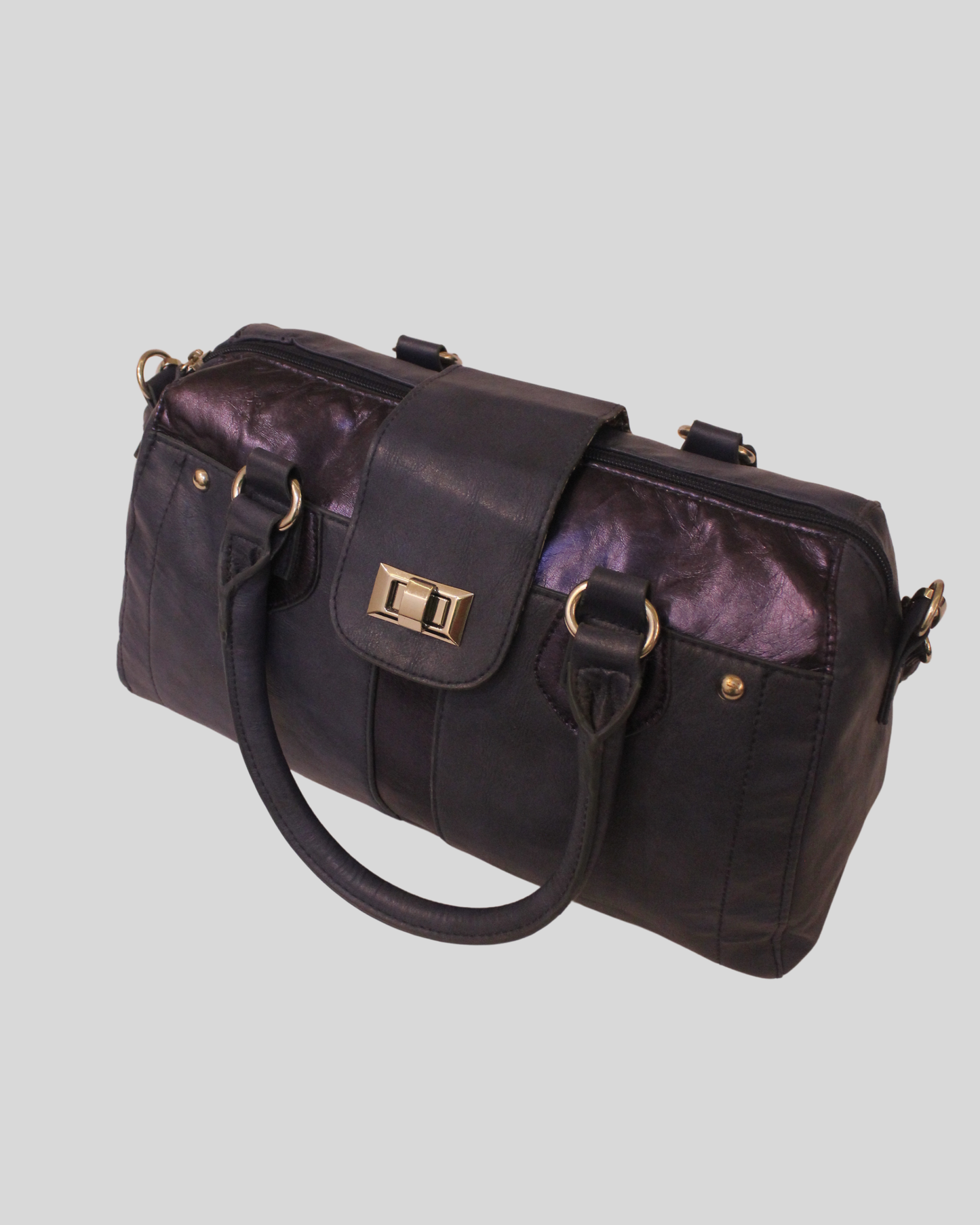 Sac à Main Chic Bi-Matière & Métallisé | Bandoulière Amovible