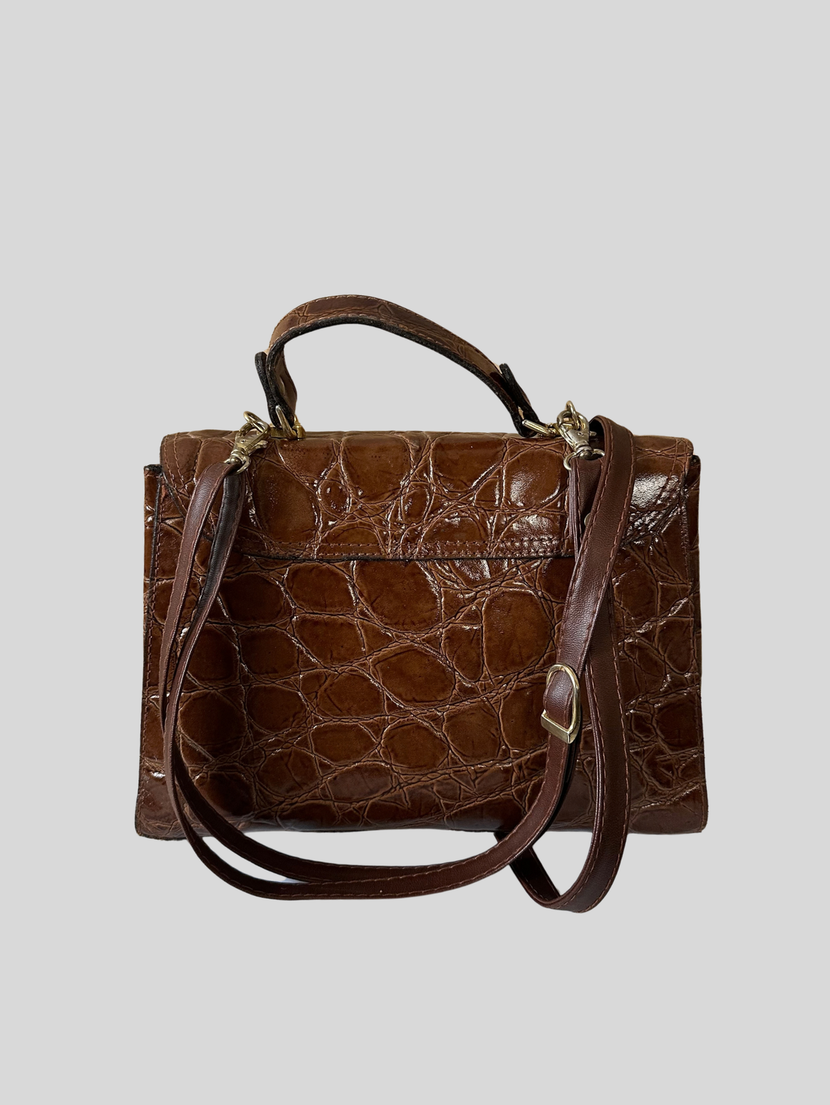 La Toscana – Sac à main marron effet croco à poignée et bandoulière