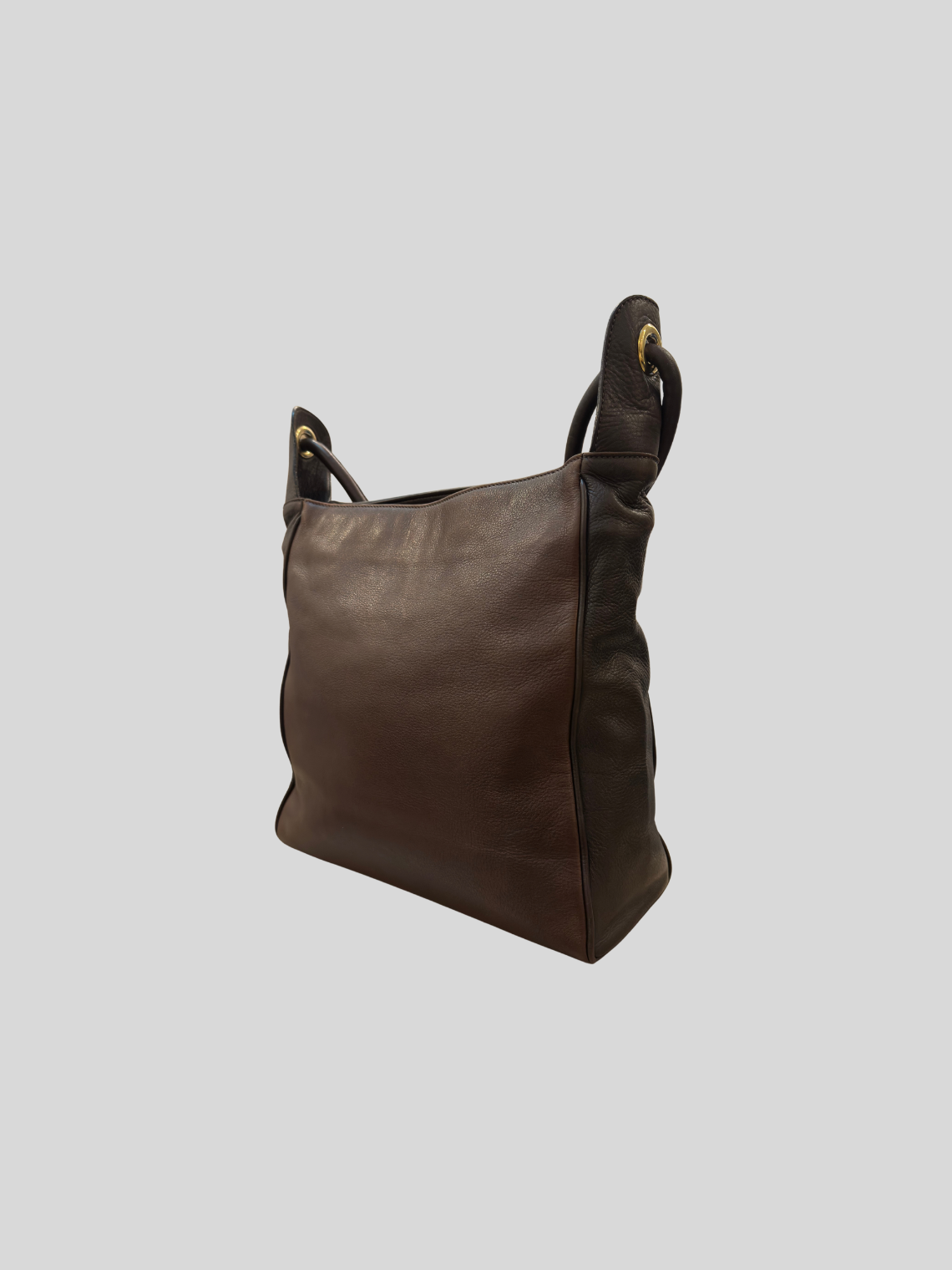 🇮🇹 Valerio Bassotto 1971 – Grand sac épaule marron en cuir véritable