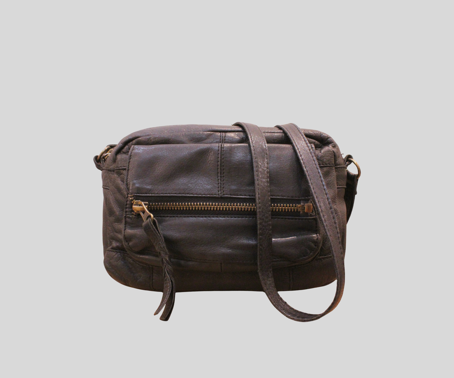 Petit sac bandoulière Pieces noir en cuir véritable