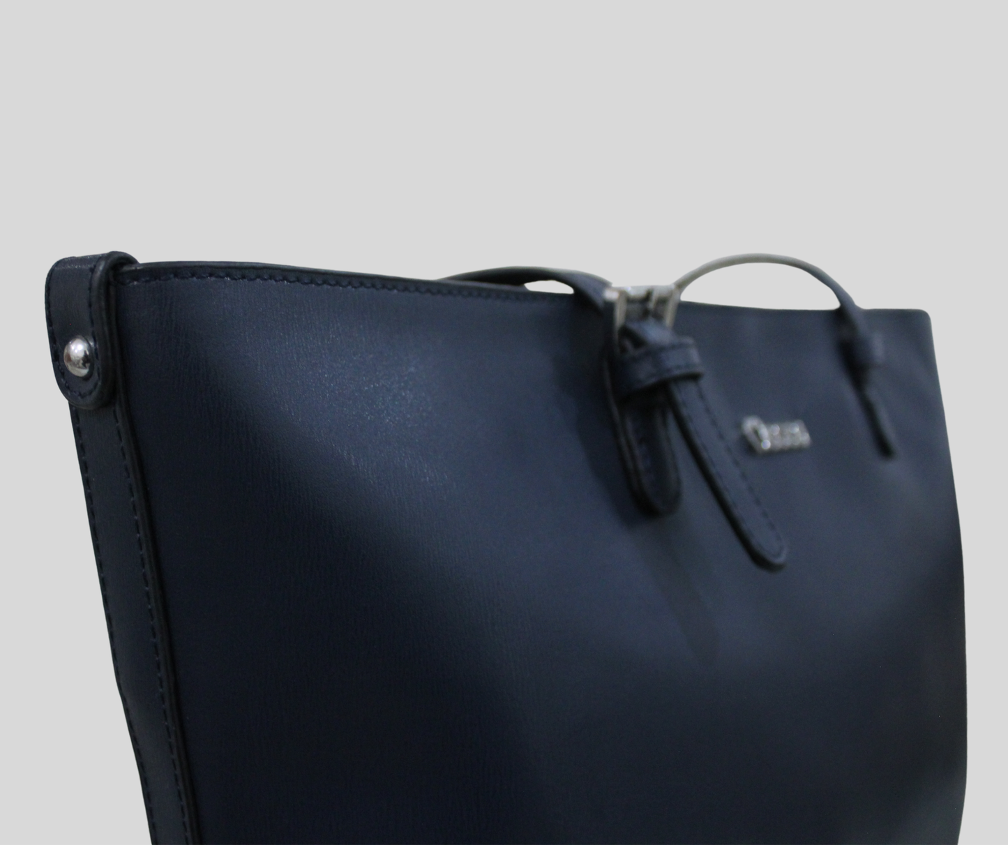 Sac shopping Mocca en cuir bleu marine