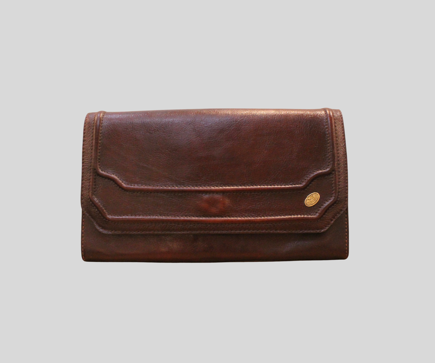 Pochette vintage Creazione 2-K bordeaux en cuir véritable