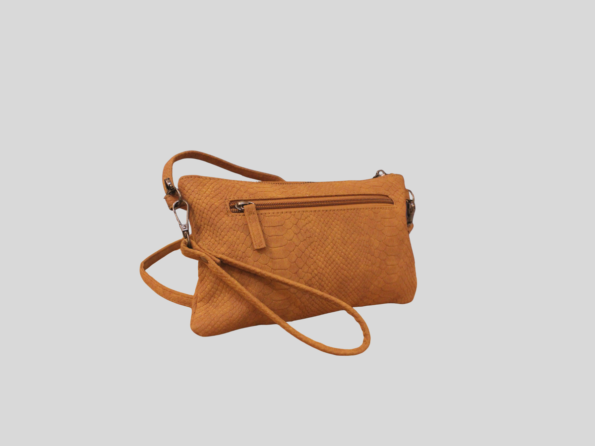 Sac Beagles cognac effet reptile – bandoulière & pochette