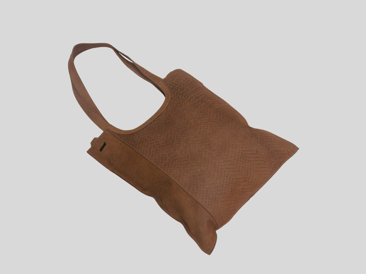 Sac cabas Justified marron effet python en cuir véritable
