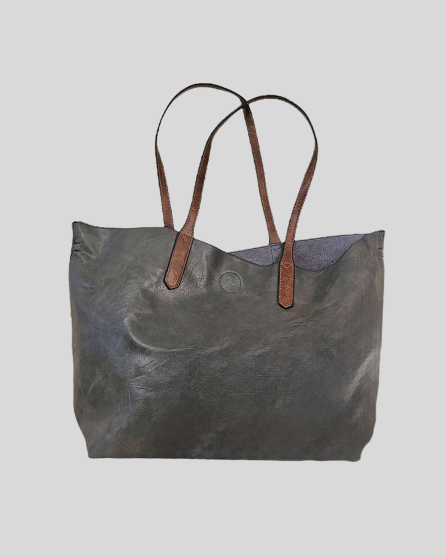 Sac Fourre-Tout Urban Style – Gris & Anses Cognac
