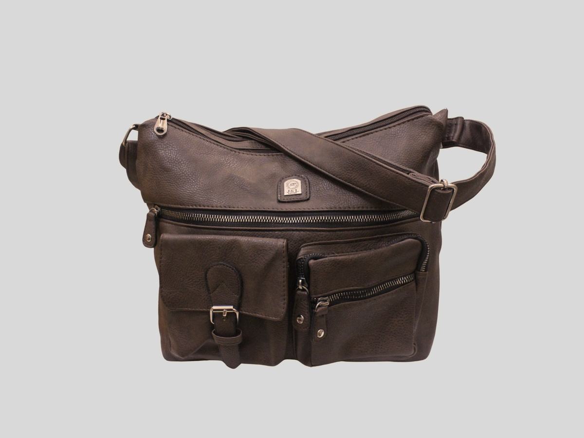 🇮🇹 J&L Firenze – Sac bandoulière marron multi-poches