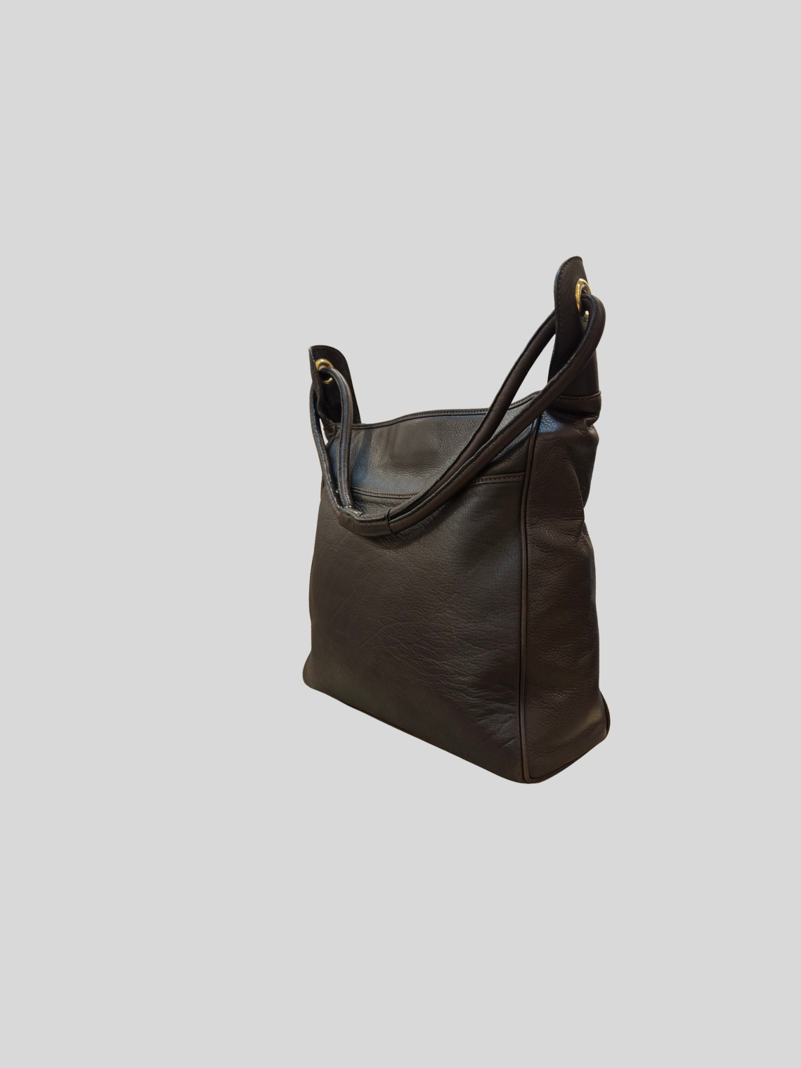 🇮🇹 Valerio Bassotto 1971 – Grand sac épaule marron en cuir véritable