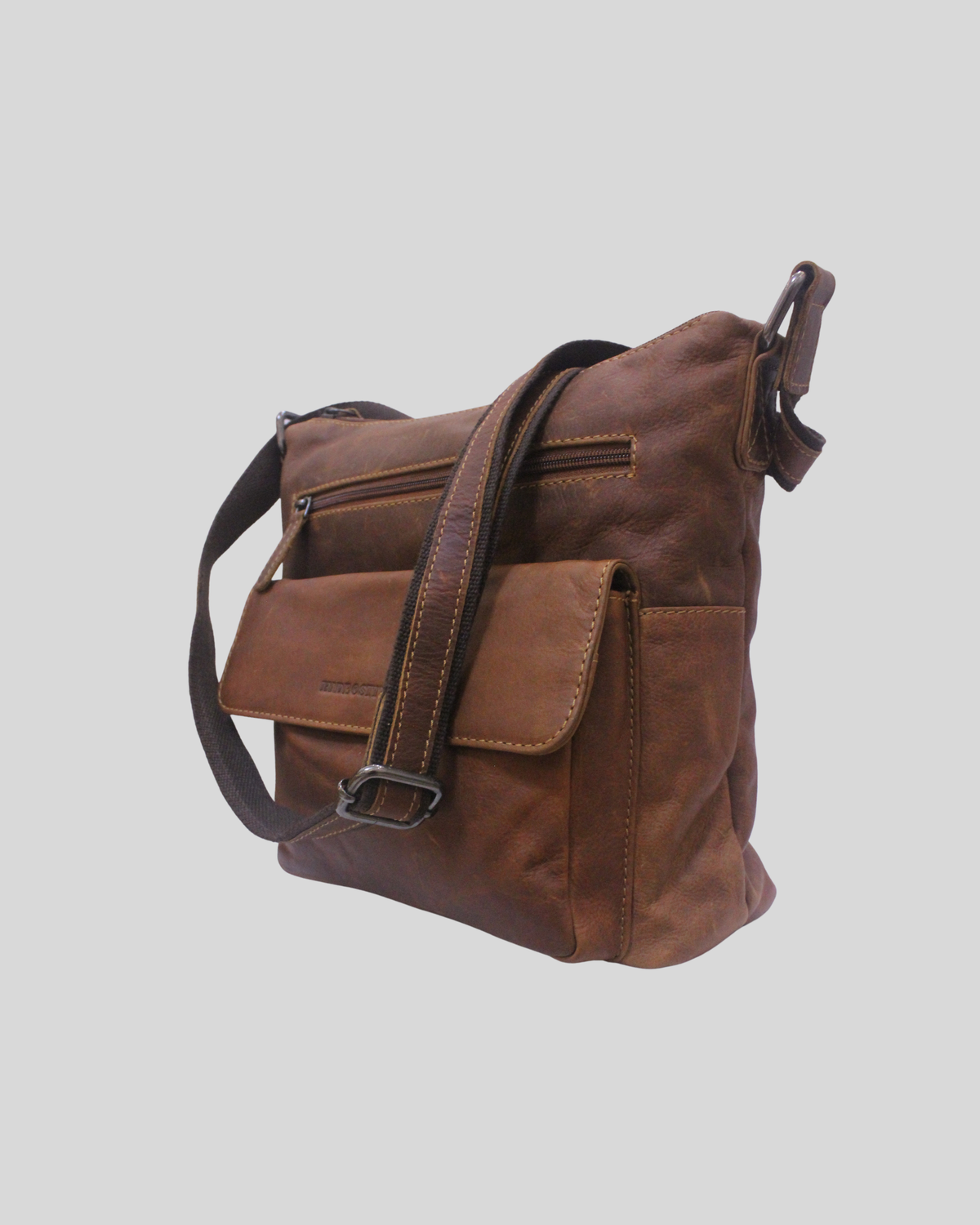Hide & Stitches – Sac bandoulière cognac en cuir véritable