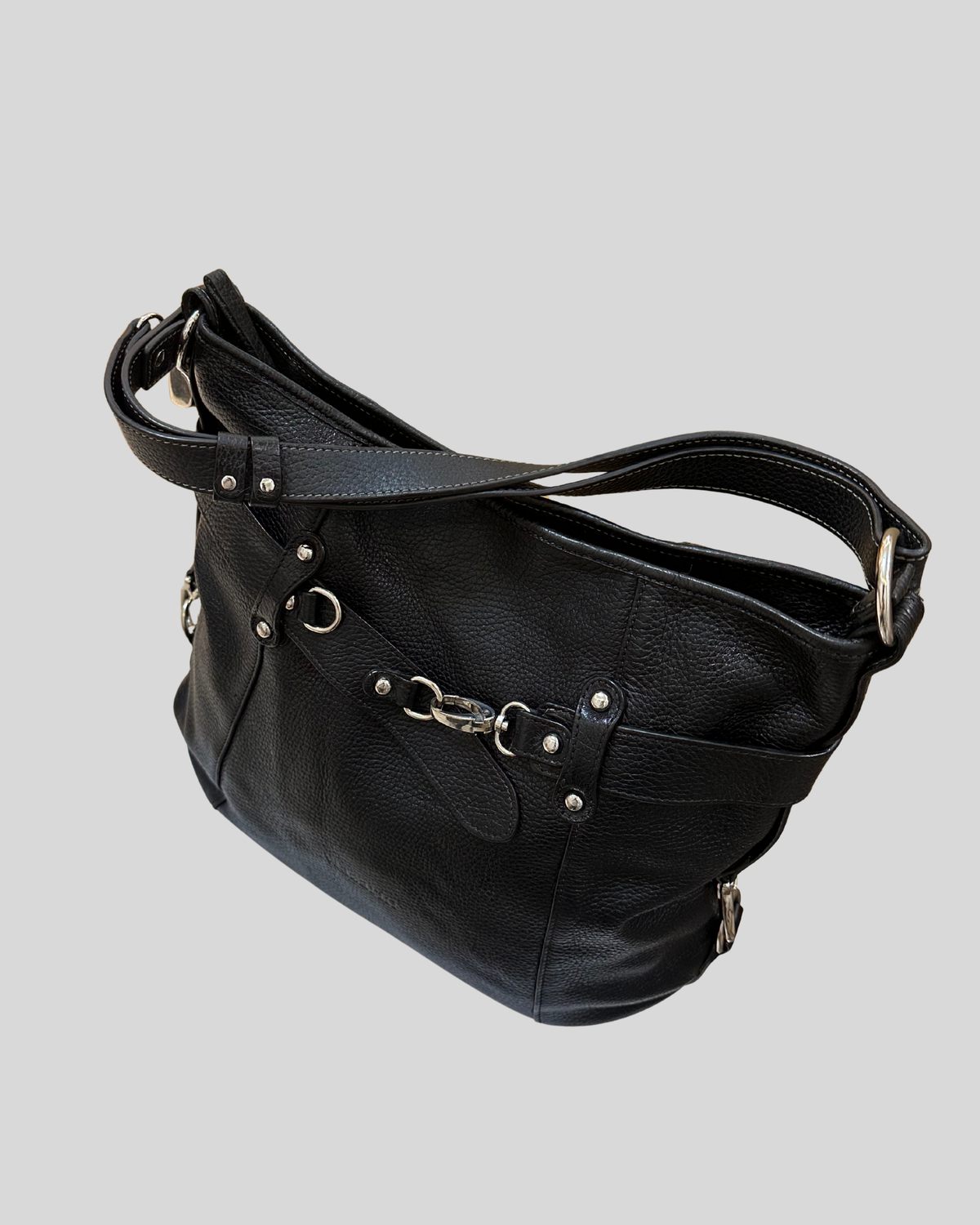 🇧🇪 Mazarin – Grand sac épaule noir en cuir véritable