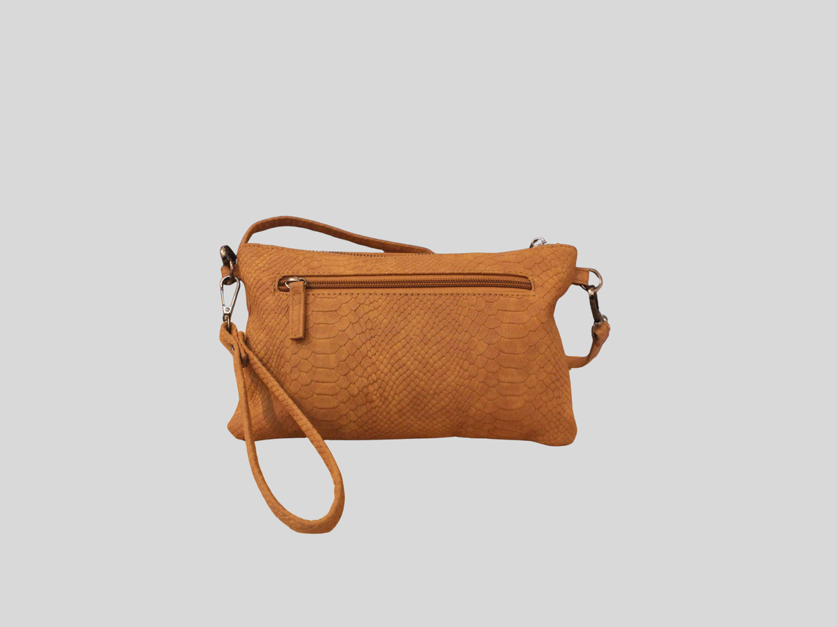 Sac Beagles cognac effet reptile – bandoulière & pochette
