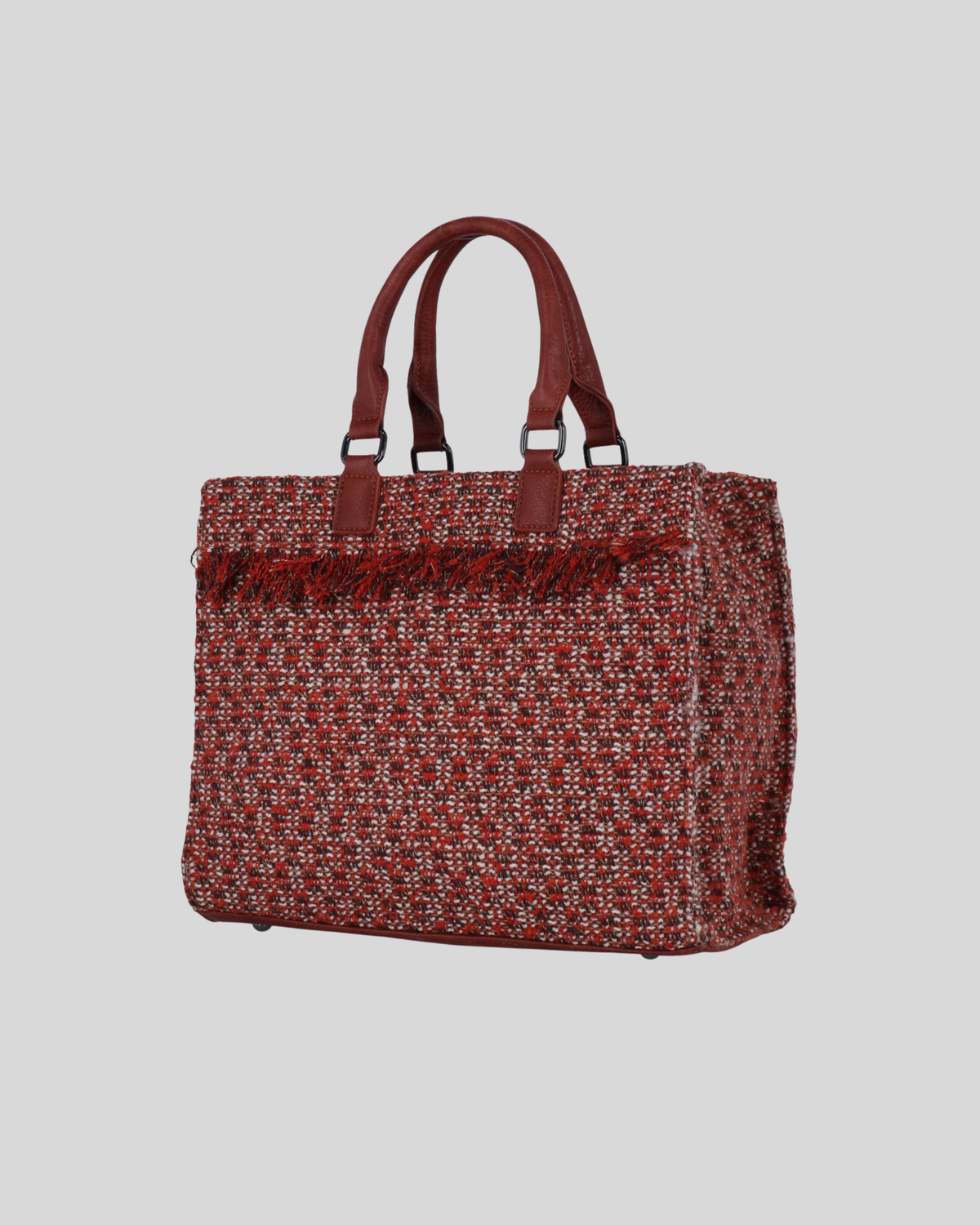 Mandoline – Sac à main tissé multicolore à détails marron