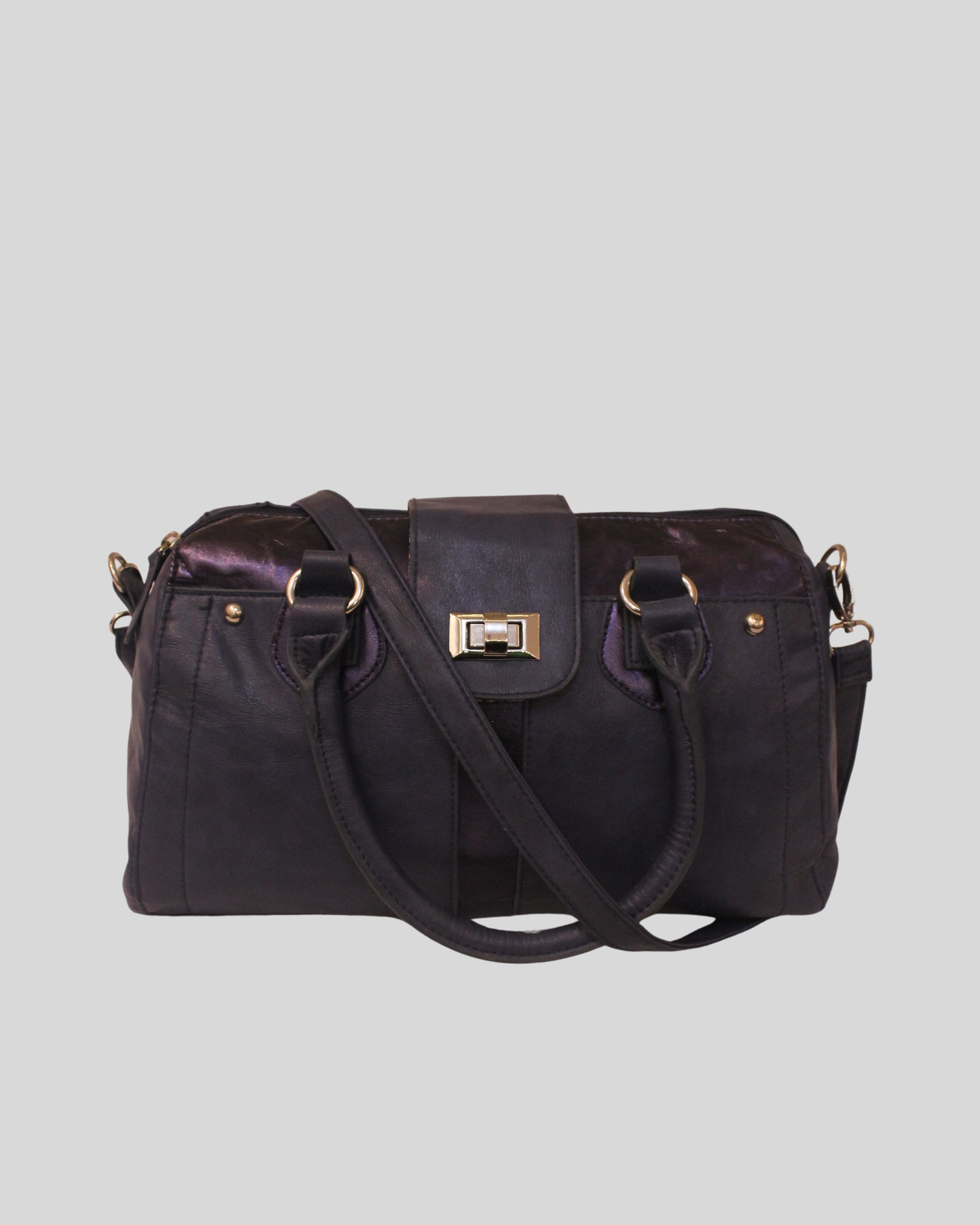 Sac à Main Chic Bi-Matière & Métallisé | Bandoulière Amovible