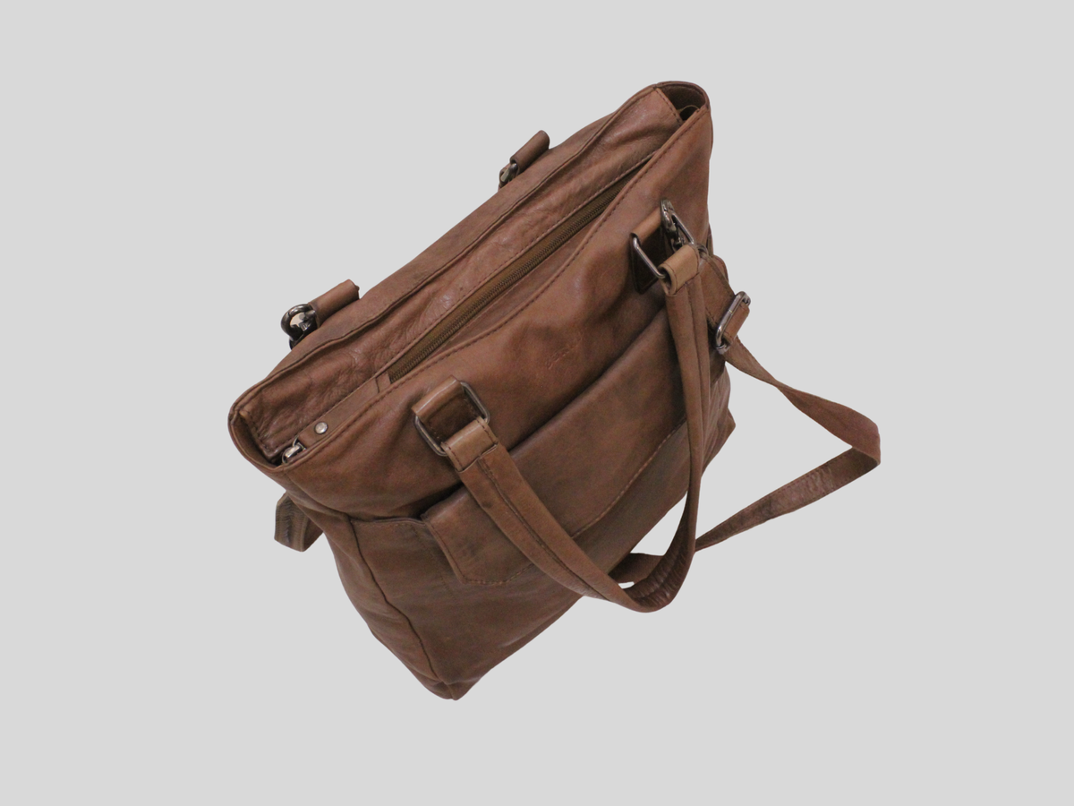 🇳🇱 Burkely – Cabas cuir véritable marron