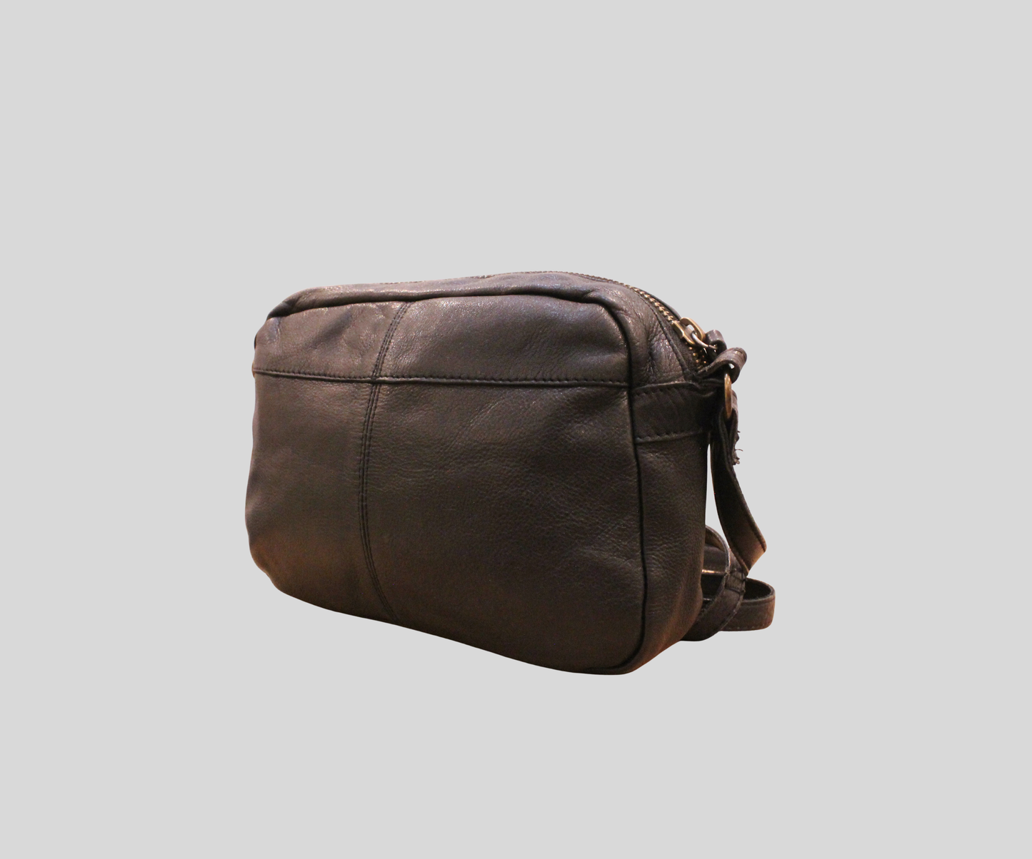 Petit sac bandoulière Pieces noir en cuir véritable