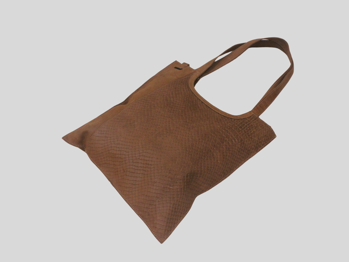 Sac cabas Justified marron effet python en cuir véritable