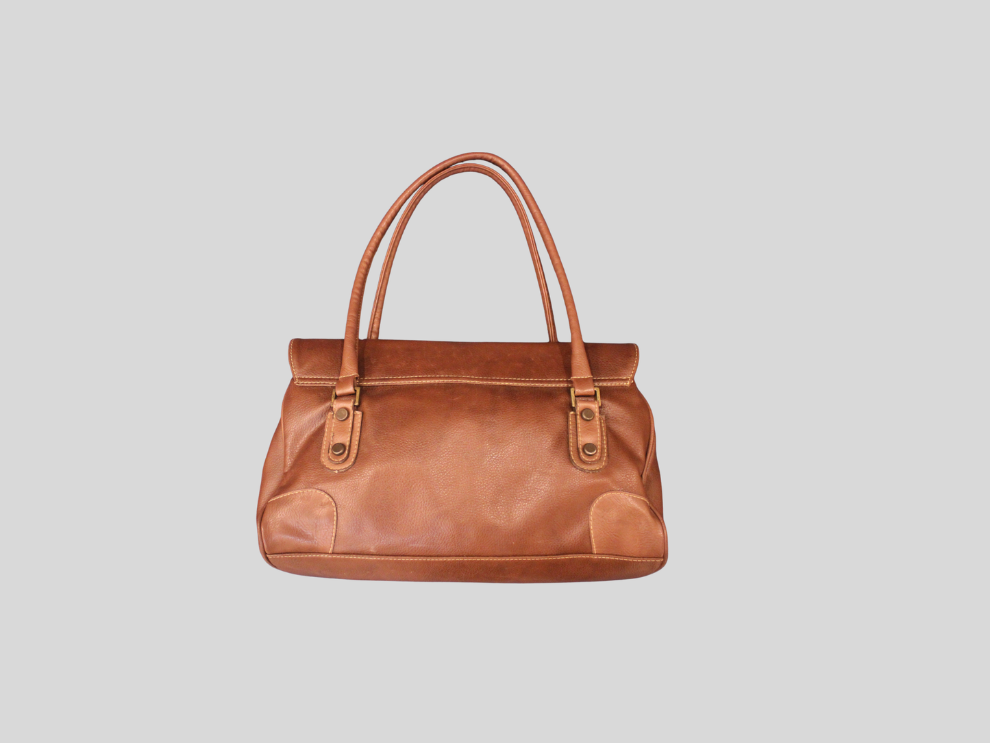 Grand sac à main marron en cuir véritable – Brezza