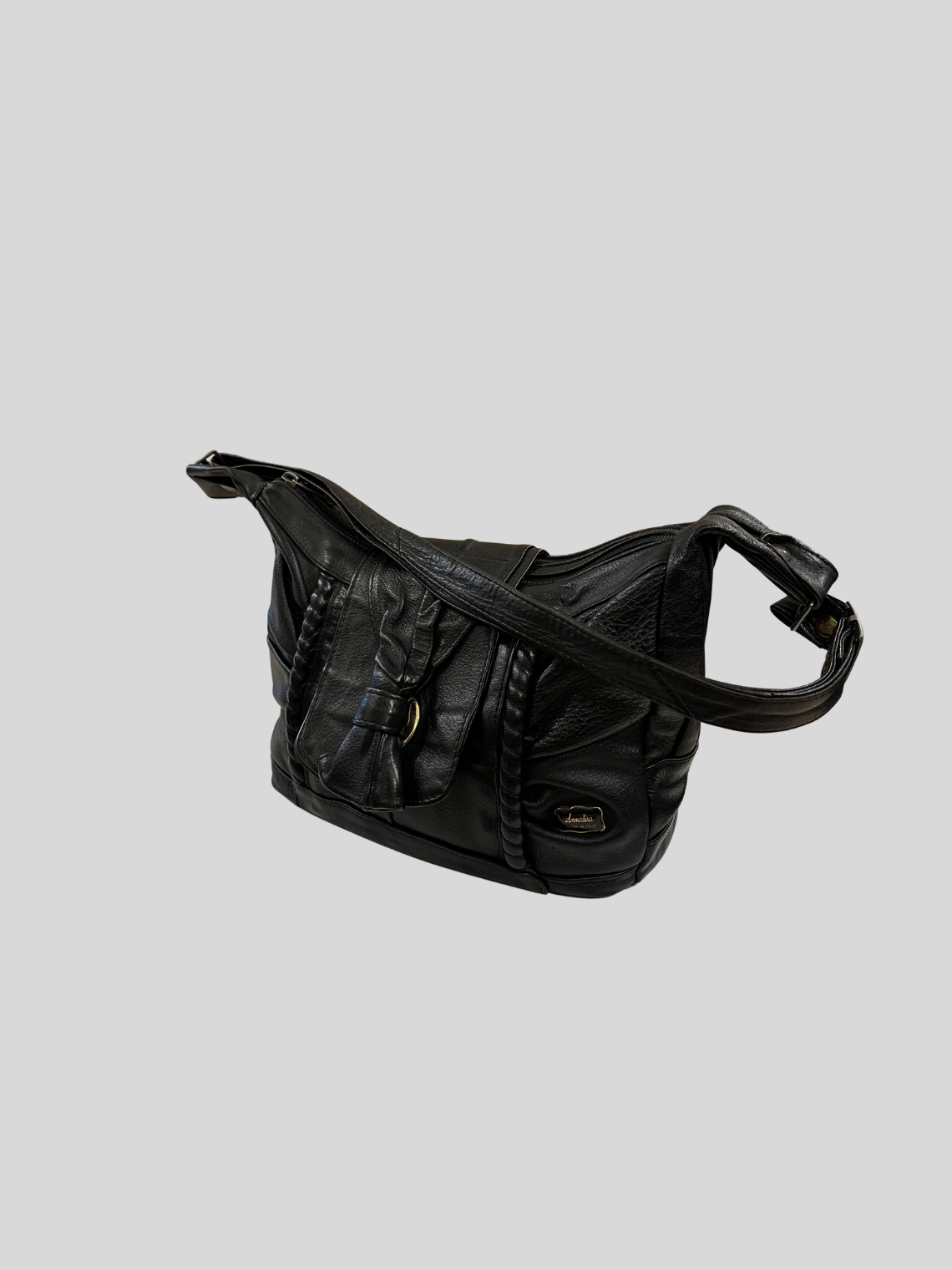 🇮🇹 Annalisa Creazioni – Sac épaule noir en cuir véritable – Made in Italy