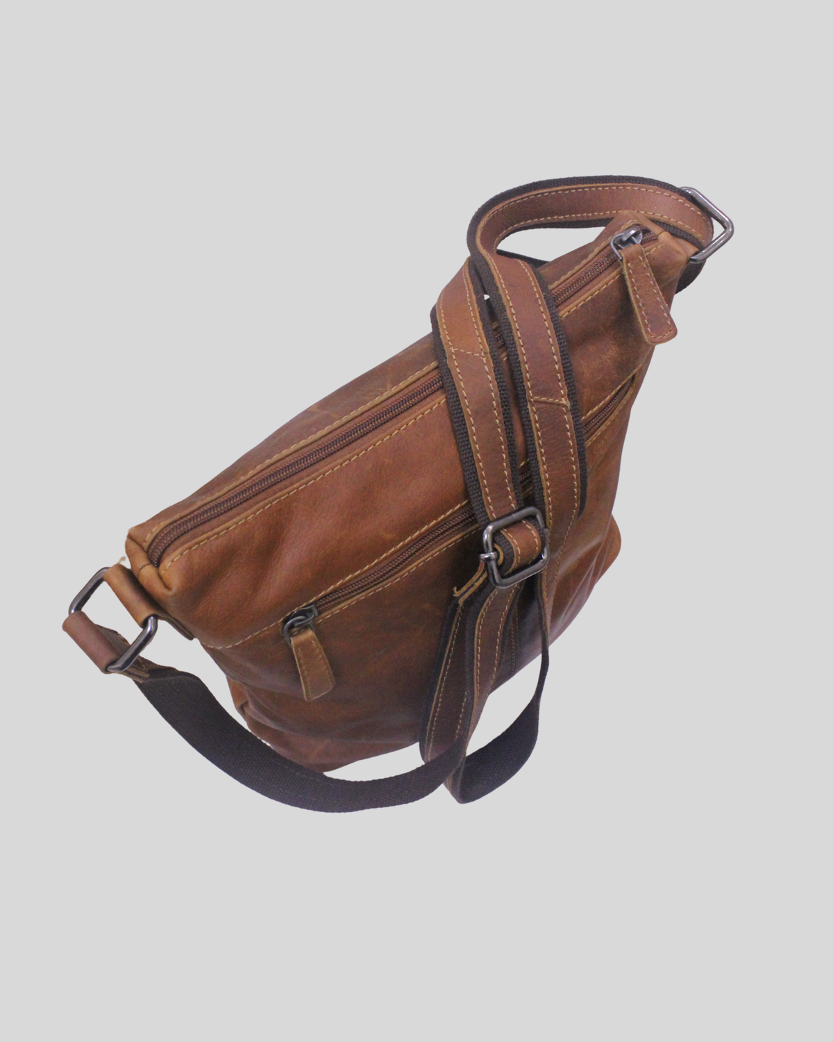 Hide & Stitches – Sac bandoulière cognac en cuir véritable