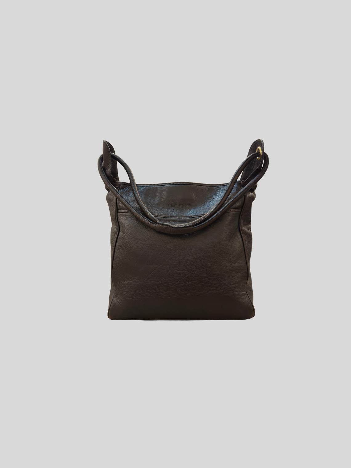 🇮🇹 Valerio Bassotto 1971 – Grand sac épaule marron en cuir véritable