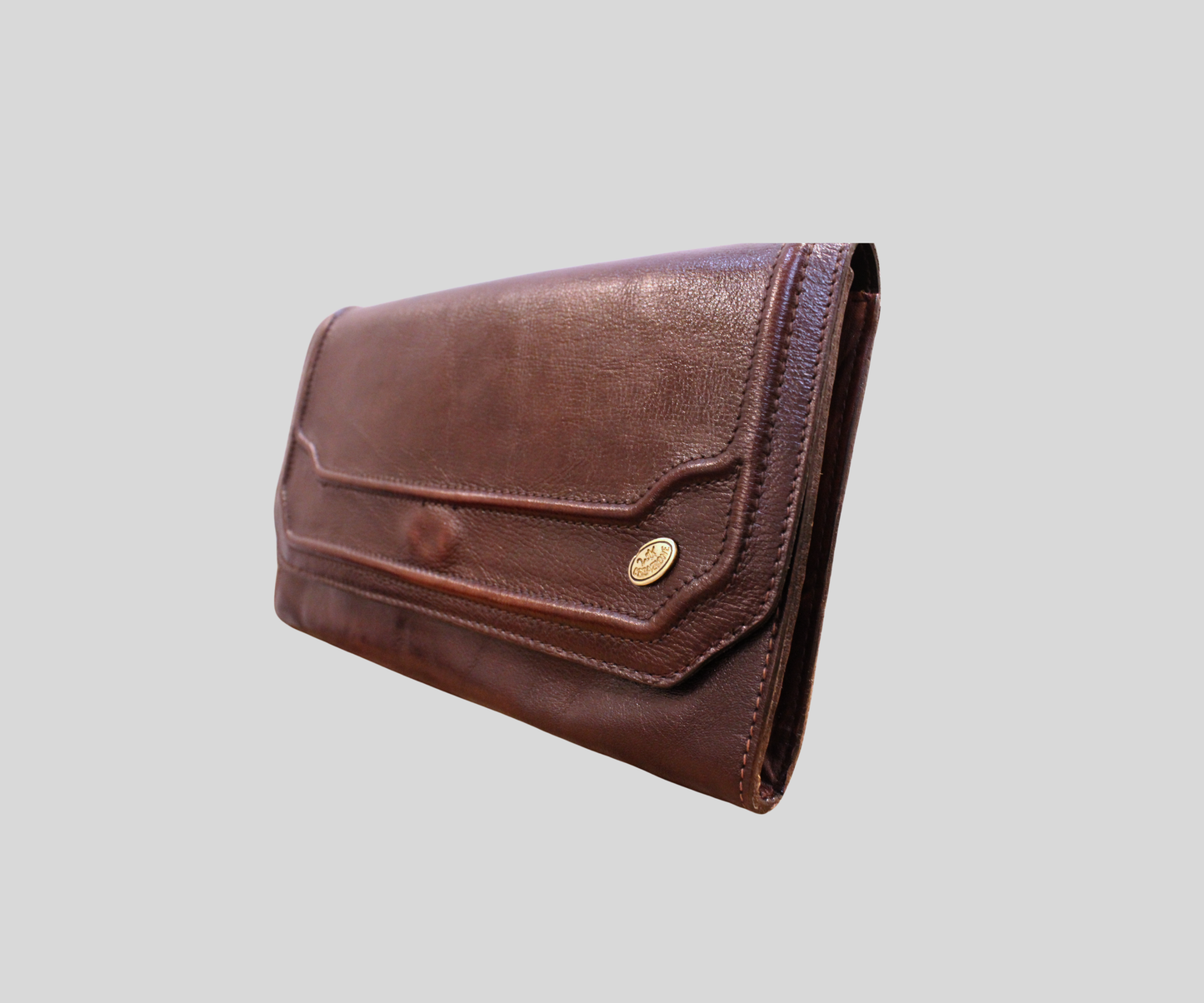 Pochette vintage Creazione 2-K bordeaux en cuir véritable